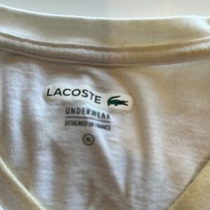 Lacoste Off-White Undershirt- needs bleach wash